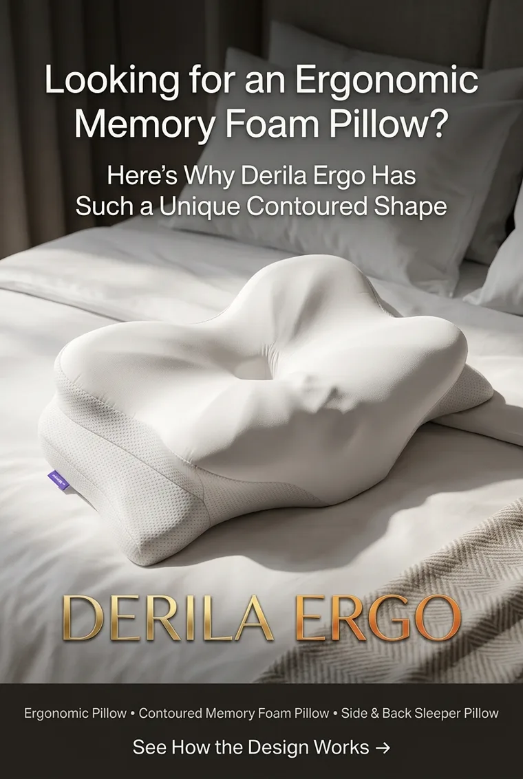 Derila Ergo pillow, angled product shot