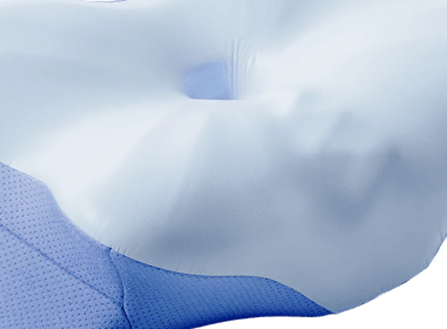 Close-up of the Derila Ergo memory-foam contour and knit cover